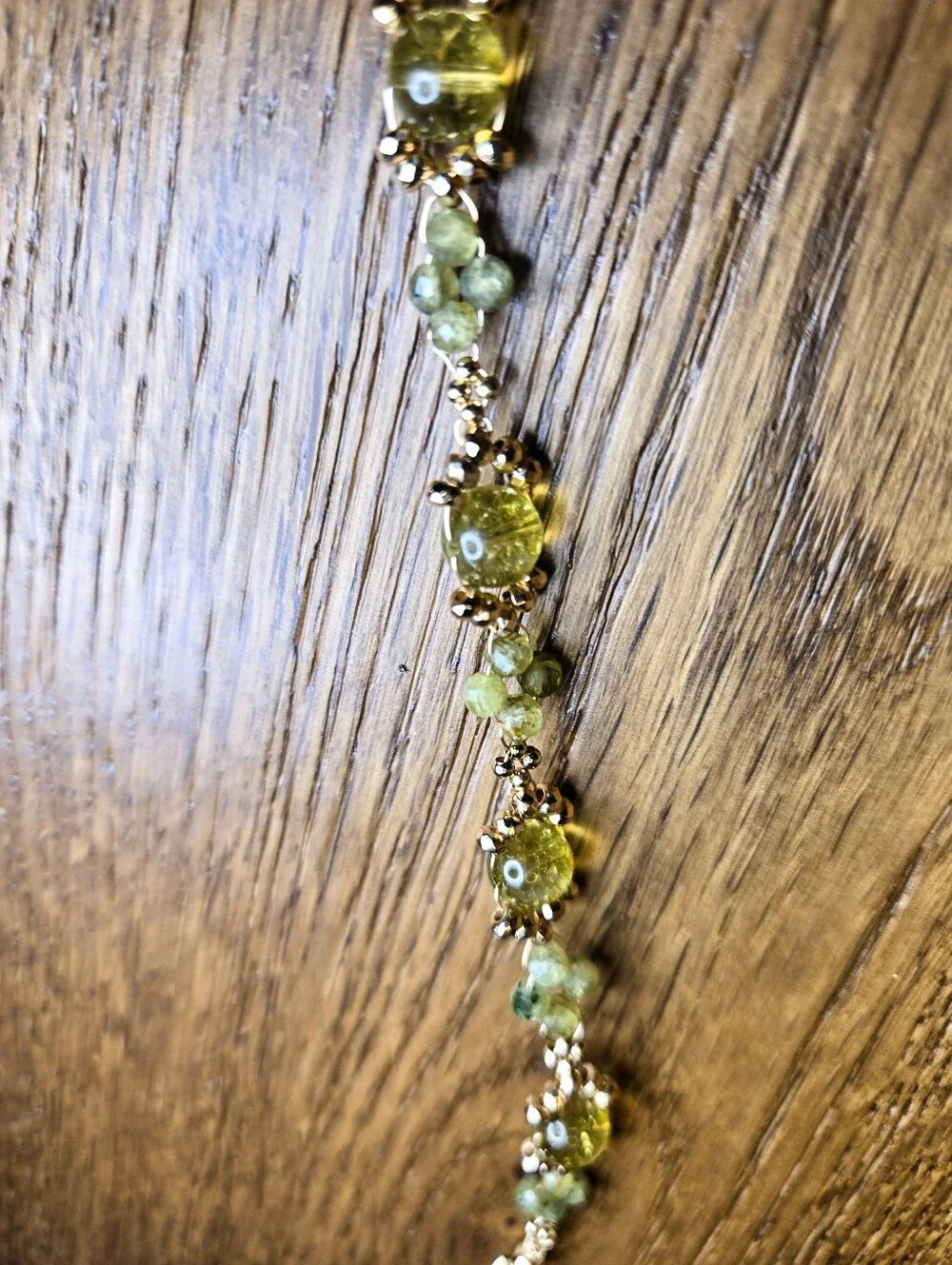 Handwoven Natural Peridot Stone Bracelet - Dainty Handmade Gold Bead Jewelry